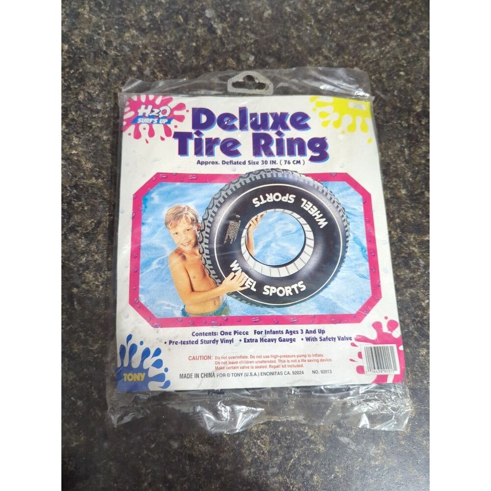 Vintage 90s TONY Deluxe Tire Ring Inflatable Swimming Pool Deflated 30” NOS New!